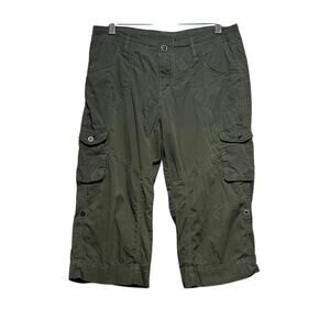 Kuhl Hiking Cargo Capris Womens 8 Olive Green Outdoor Utility Travel Rollup